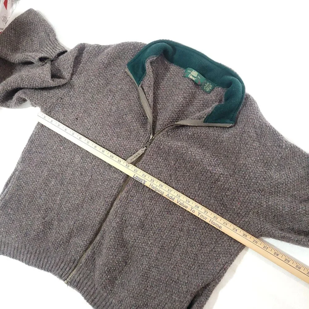 Orvis Wool Knit Sweater Cardigan L Gray Confetti Zip Up grunge grandpa Preppy‎